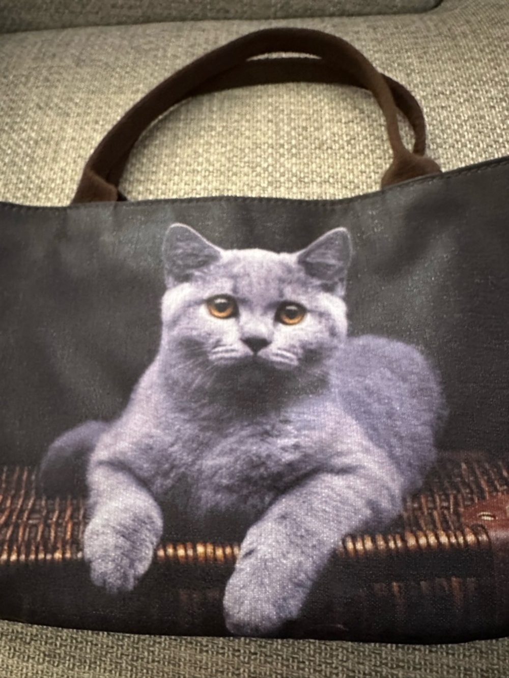 Cute grey cat purse grab bag - Picture 7 of 9
